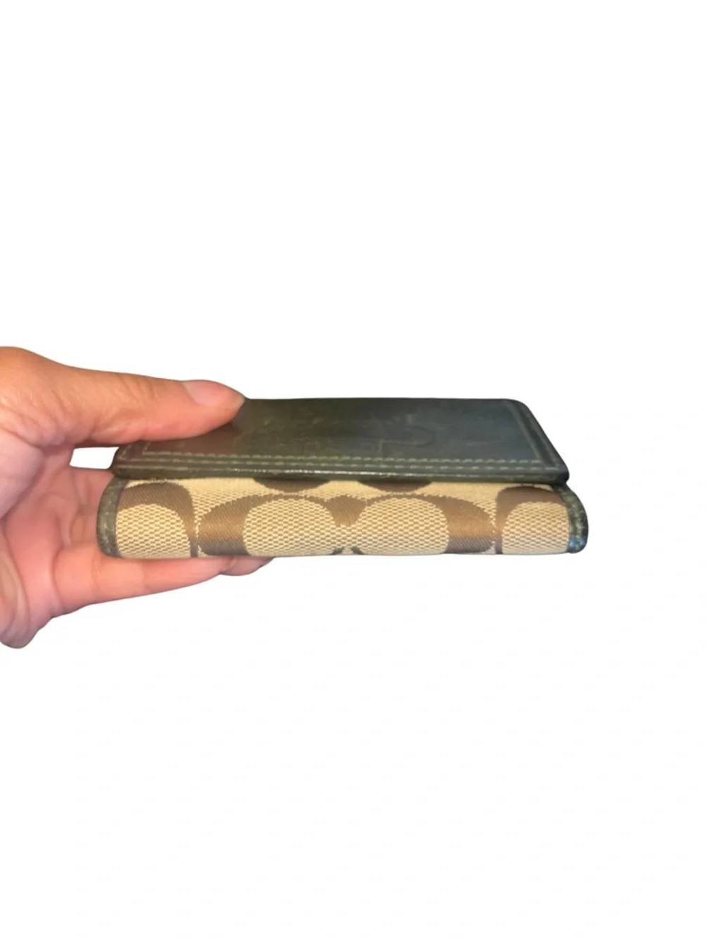 Coach Leatherware Black & Canvas Trifold Wallet - Picture 5 of 13